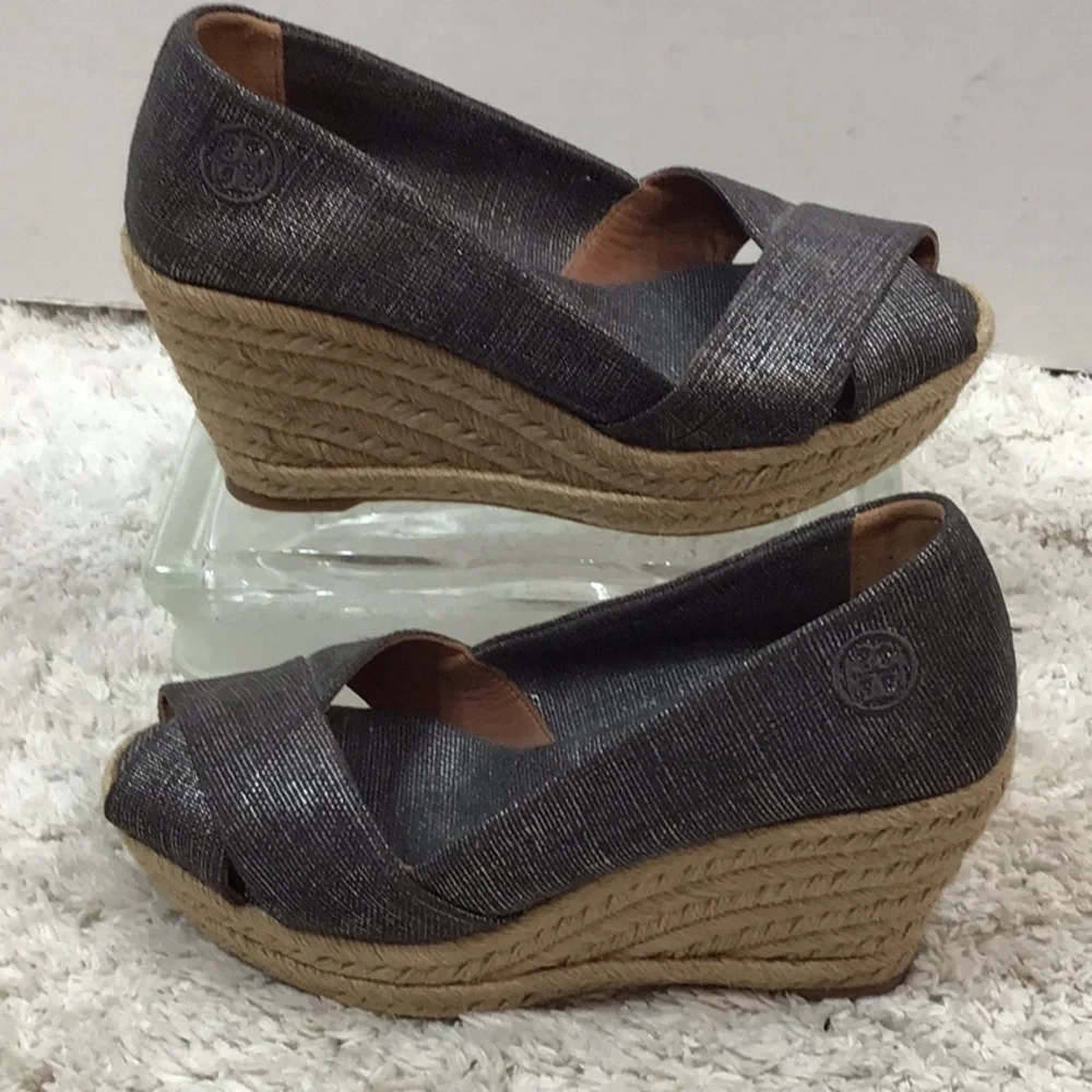 Tory Burch Filipa metallic espadrille wedge 5.5